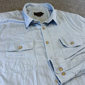VTG‎ Pendleton Chambray Beach Shack Chore Work Shirt Men's XL Long Sleeve Flap